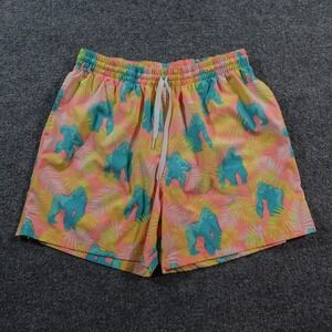 Chubbies Shorts Mens XL Orange Swim Trunks Elastic Waist Guerilla Print 14715